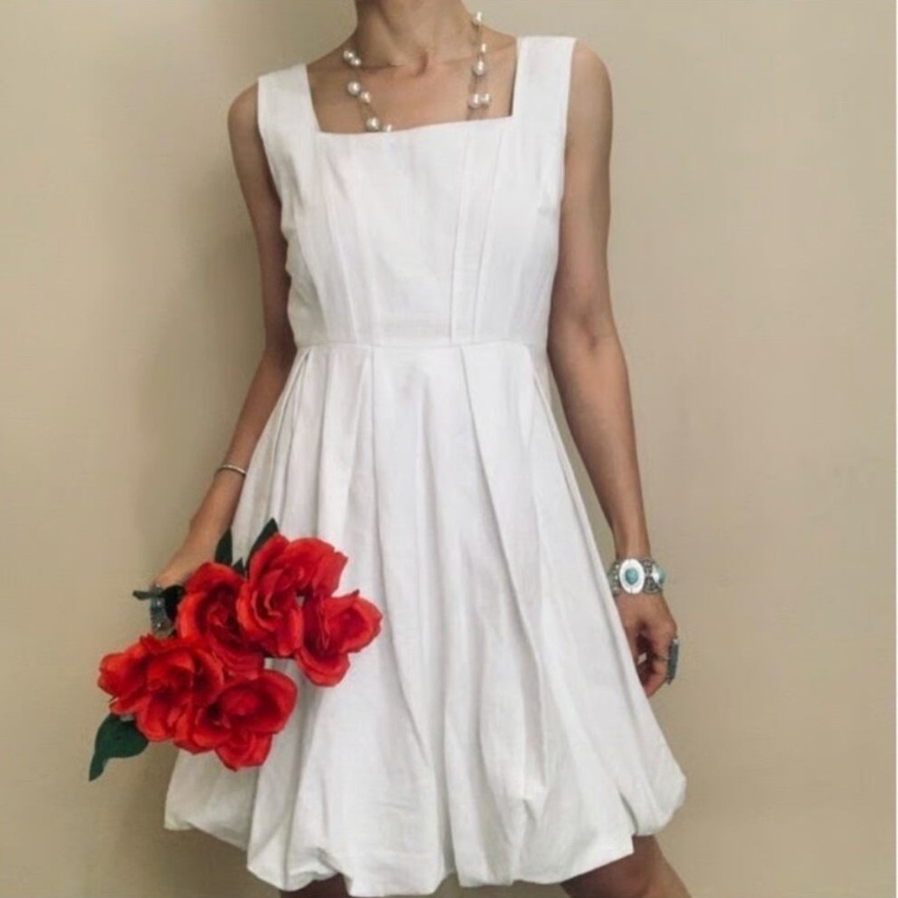 Cynthia Rowley square neck white fit and flare dress size small